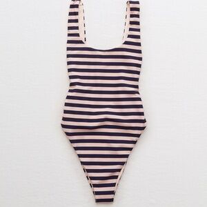 Aerie | L Striped Scoop Neck One-Piece Swimsuit